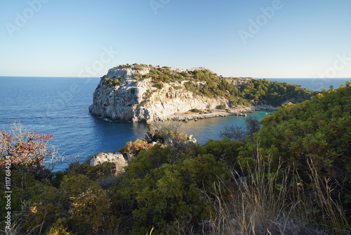 panorama of Antony Quinn bay in Rhodes, Greece photo