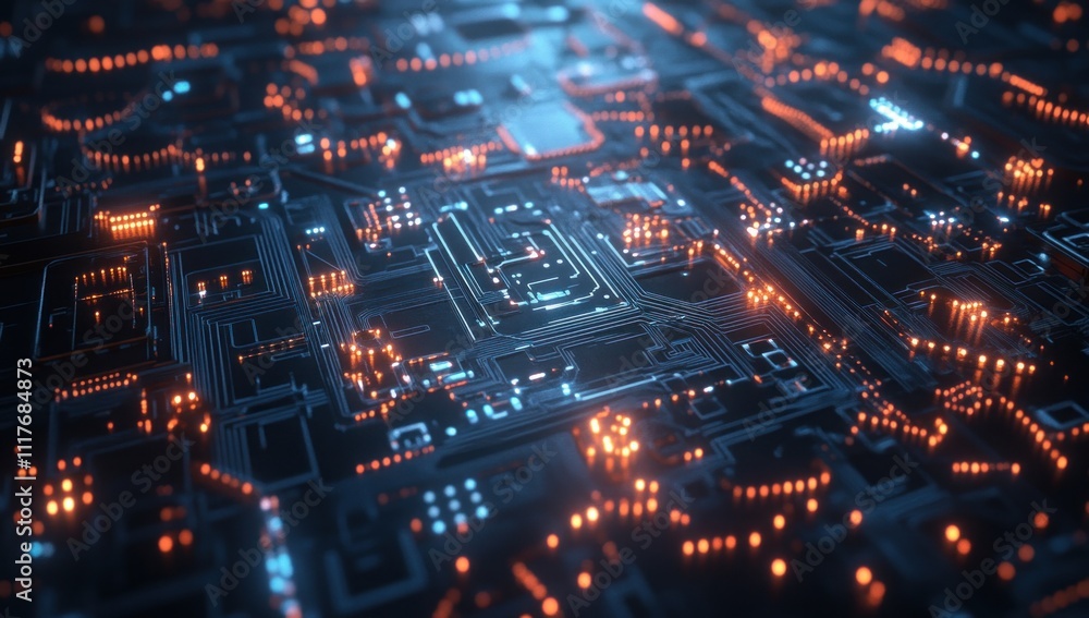 Abstract Circuit Board: Glowing Pathways of Digital Innovation Abstract Circuit Board: Glowing Pathways of Digital Innovation
