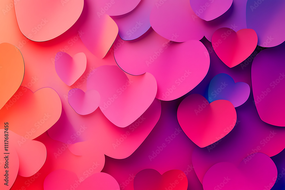 Modern Valentine's Day design featuring a gradient blend of vibrant pink and scarlet with minimalist floating heart icons, creating a chic romantic atmosphere Modern Valentine's Day design featuring a gradient blend of vibrant pink and scarlet with minimalist floating heart icons, creating a chic romantic atmosphere