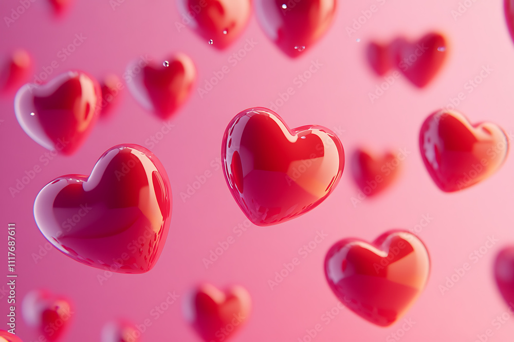 Modern Valentine's Day design featuring a gradient blend of vibrant pink and scarlet with minimalist floating heart icons, creating a chic romantic atmosphere Modern Valentine's Day design featuring a gradient blend of vibrant pink and scarlet with minimalist floating heart icons, creating a chic romantic atmosphere