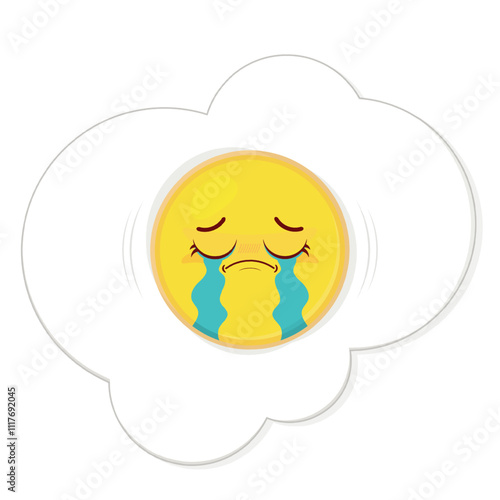 fried egg crying face cartoon cute