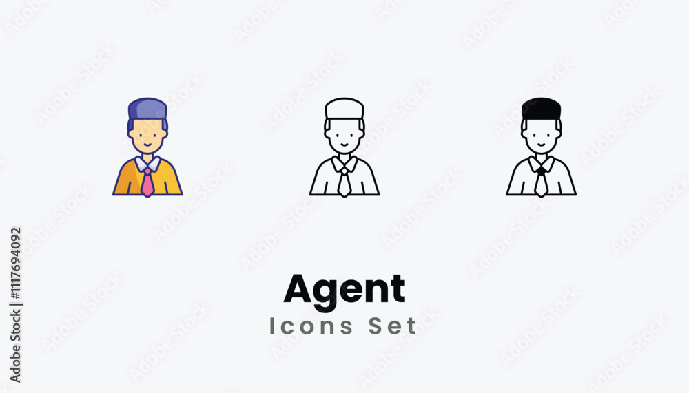 Agent Icons thin line and glyph vector icon stock illustration Agent Icons thin line and glyph vector icon stock illustration