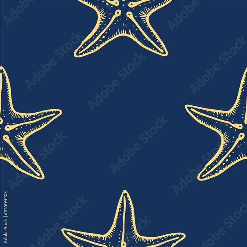 Cute hand drawn starfish seamless pattern collection in various colors in grid	
