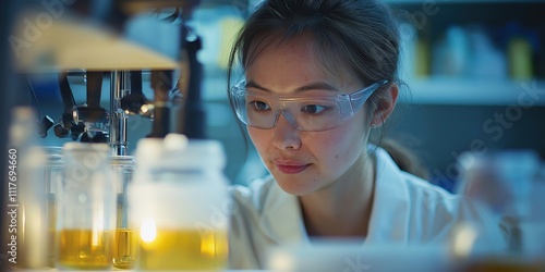 Scientist conducting research in laboratory with a focus on chemical analysis