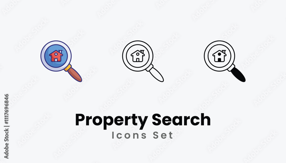 Property Search Icons thin line and glyph vector icon stock illustration Property Search Icons thin line and glyph vector icon stock illustration