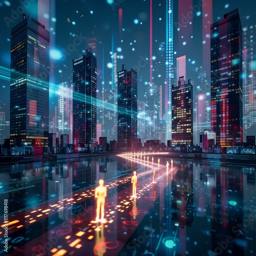 Wallpaper Mural city skyline at night Torontodigital.ca