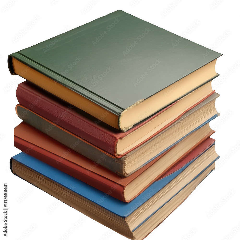 Vibrant Book Collection Stacked with Colorful Hardcover Tomes in Reading Nook Setting Vibrant Book Collection Stacked with Colorful Hardcover Tomes in Reading Nook Setting