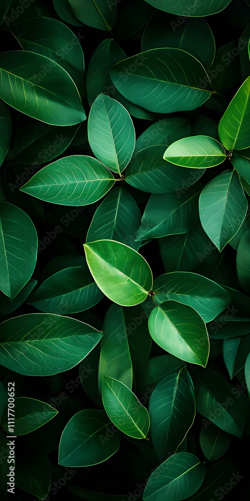 Close-up of overlapping green leaves Close-up of overlapping green leaves