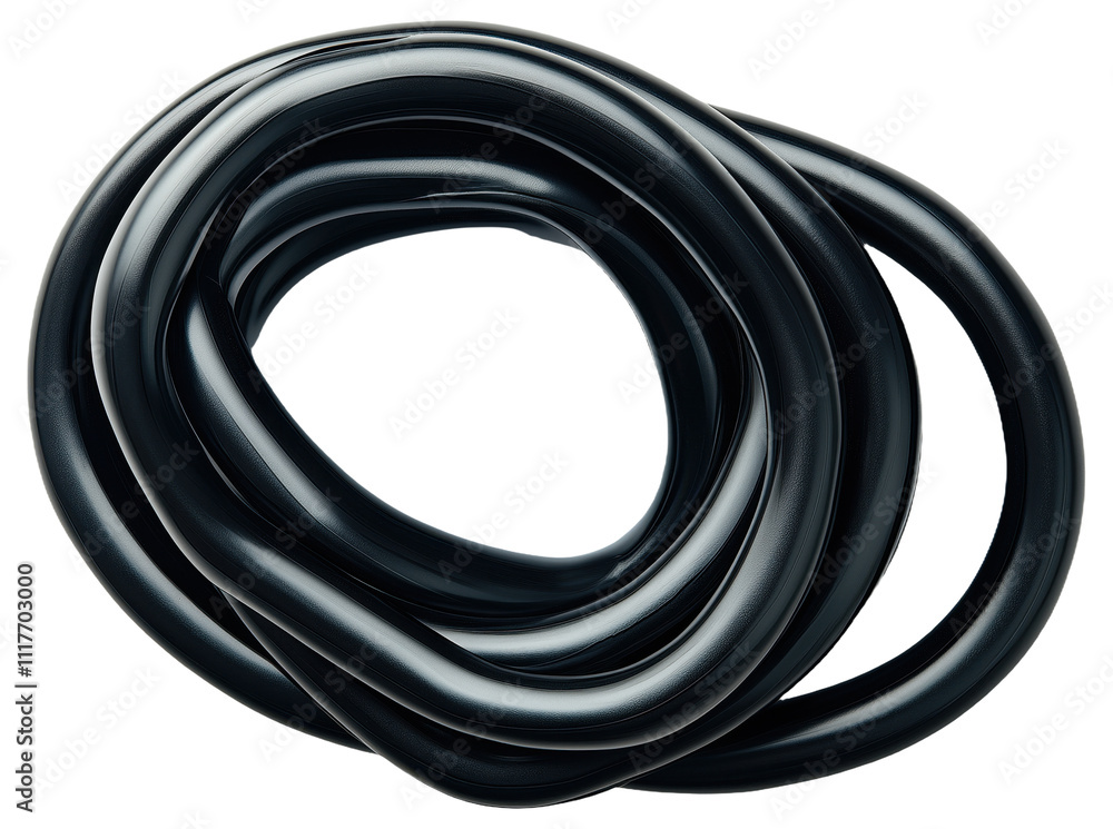 PNG Black intertwined torus shapes on white background PNG Black intertwined torus shapes on white background
