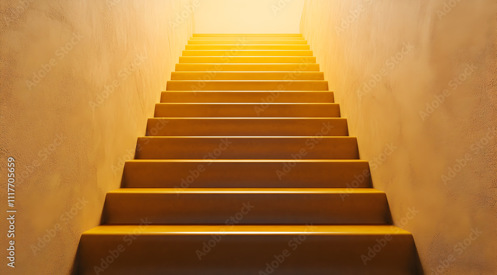 A well-lit staircase ascends toward a bright light, symbolizing progress, hope, and the journey toward higher aspirations. A well-lit staircase ascends toward a bright light, symbolizing progress, hope, and the journey toward higher aspirations.