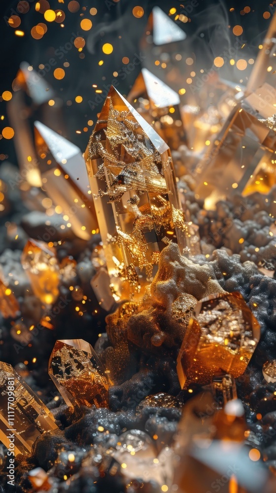Breathtaking macro closeup of a crystal quartz geode formation its intricate structure ablaze with radiant iridescent colors and shimmering natural brilliance Breathtaking macro closeup of a crystal quartz geode formation its intricate structure ablaze with radiant iridescent colors and shimmering natural brilliance