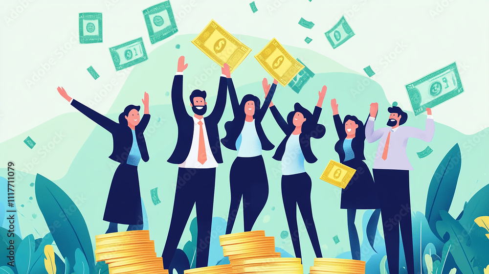 The executive celebrates a successful return on investment with the team. The executive celebrates a successful return on investment with the team.