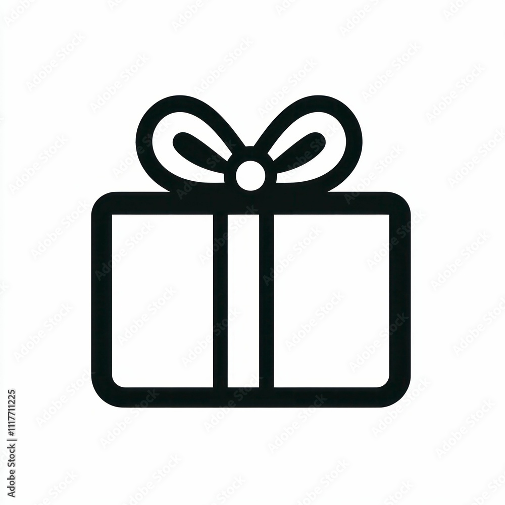 sleek gift box icon, outlined in clean black lines on a white background, presenting a timeless and modern line art style perfect for various uses. sleek gift box icon, outlined in clean black lines on a white background, presenting a timeless and modern line art style perfect for various uses.