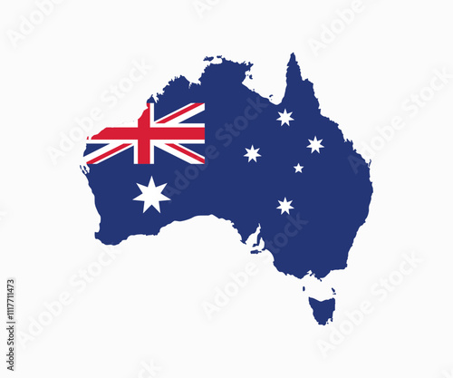 Australia Map vector icon. Map of Australia in Flag colors.