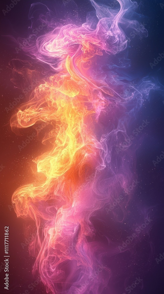 Colorful swirling abstract pattern showcasing vibrant hues of orange, purple, and blue against a dark background Colorful swirling abstract pattern showcasing vibrant hues of orange, purple, and blue against a dark background