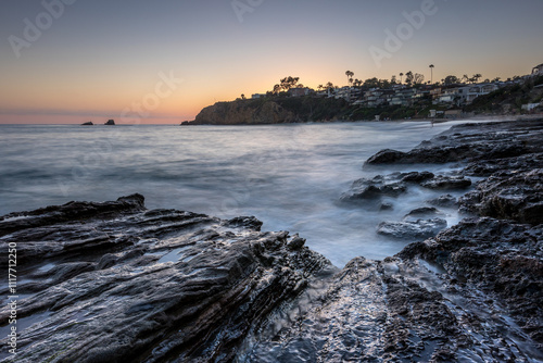 Obraz na płótnie Calm evening at Crescent Bay Beach in Laguna Beach w salonie