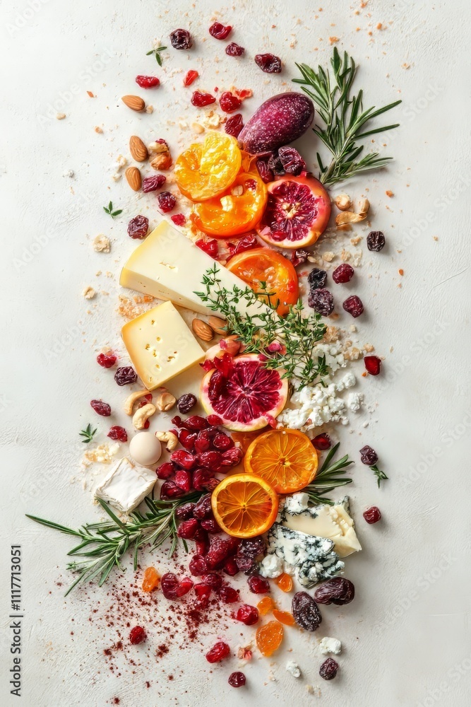 Festive cheese board arrangement featuring colorful cheeses, nuts, and dried fruits perfect for gatherings and celebrations Festive cheese board arrangement featuring colorful cheeses, nuts, and dried fruits perfect for gatherings and celebrations