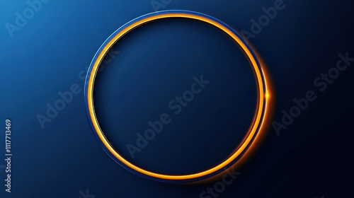 Wallpaper Mural A blue background with an orange light shining on the edge of a circular frame, creating a simple and elegant design. The circular shape is in sharp contrast to the dark blue background. Torontodigital.ca