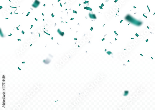 Falling blue confetti, isolated on white background