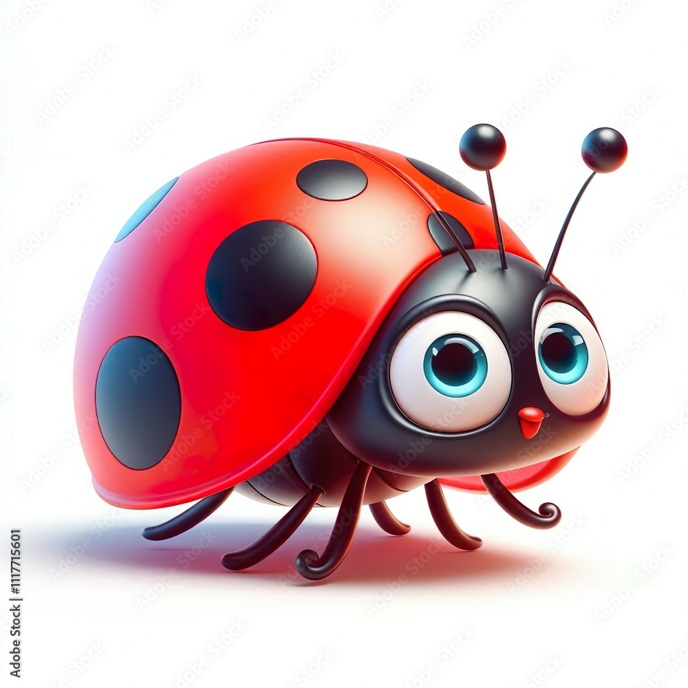 A realistic 3D rendering of a ladybug with vibrant colors and detailed features. A realistic 3D rendering of a ladybug with vibrant colors and detailed features.