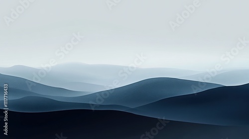 Serene abstract landscape with layered blue and gray hues.