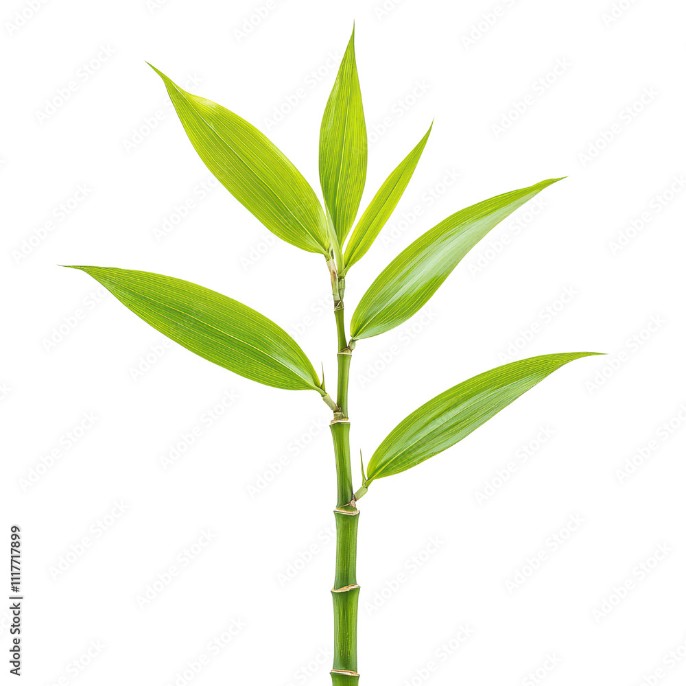 Fresh green bamboo plant with vibrant leaves and sturdy stem isolated on transparent background Fresh green bamboo plant with vibrant leaves and sturdy stem isolated on transparent background
