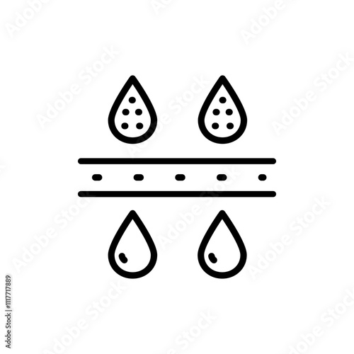 Water filtration line icon. Rain drops, H2O molecule, purification filter, pure aqua outline vector illustration. Linear pictogram for drink. Simple vector Isolated on white background.