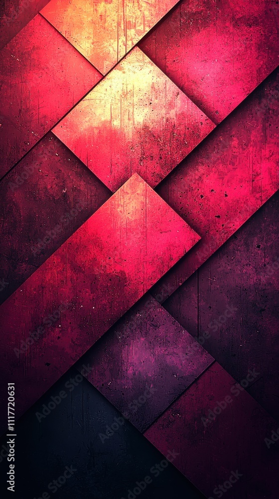 Abstract geometric pattern with vibrant reds and purples in layered design Abstract geometric pattern with vibrant reds and purples in layered design
