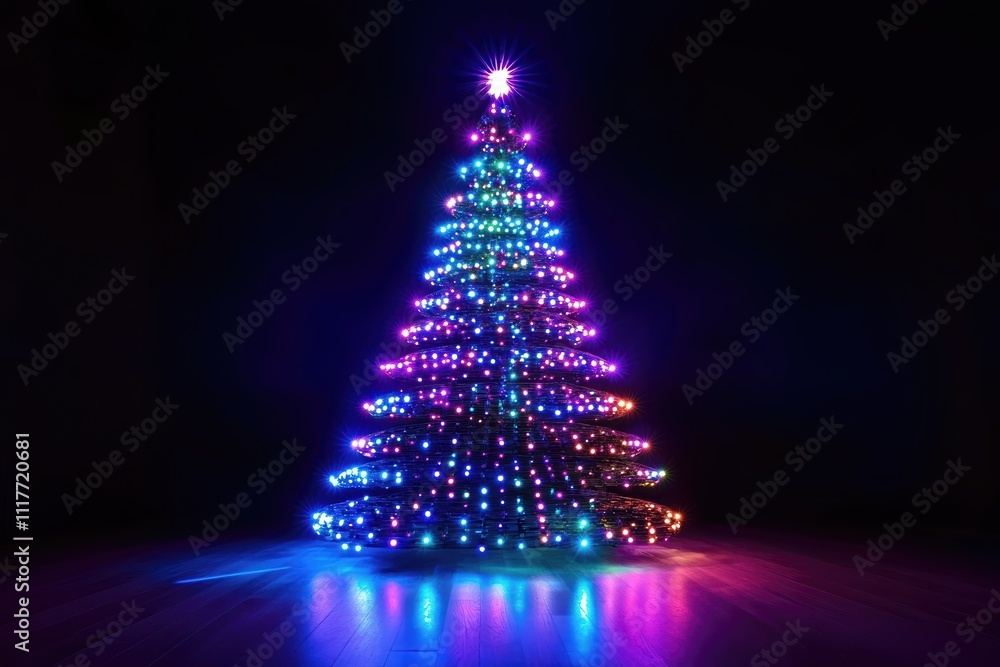 Hi-tech Christmas tree designed with vibrant LED lights for New Year celebration Hi-tech Christmas tree designed with vibrant LED lights for New Year celebration