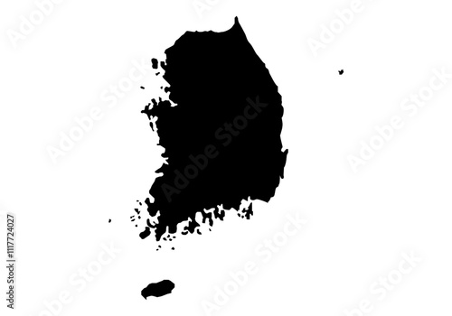 Sillueta negra del mapa de Corea del Sur