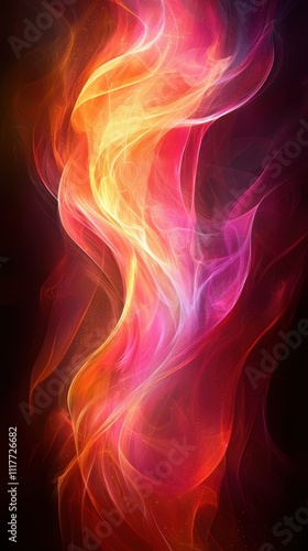 Colorful swirling flames dance in a mesmerizing display of light on a dark background