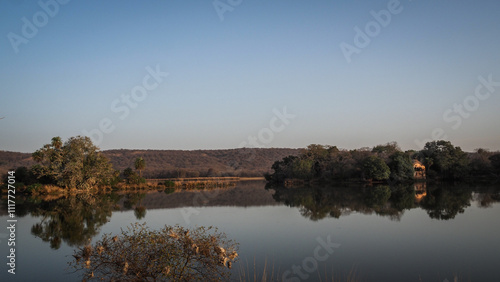 The landscape of Ranthambore National Park in Rajasthan, India