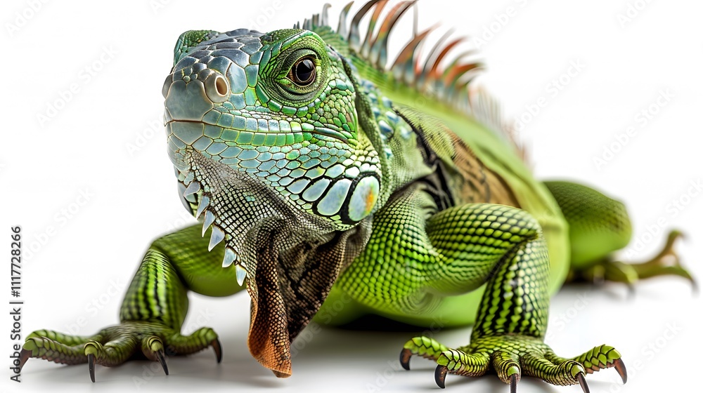 Fototapeta premium Green dragon lizard isolated on white background