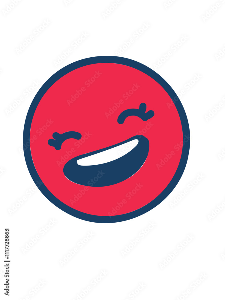 Illustration of a red laughing face emoji in vector style with a white background Illustration of a red laughing face emoji in vector style with a white background