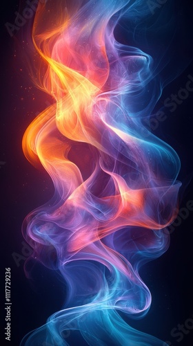 Colorful smoke patterns swirl together in a mesmerizing display of vibrant hues and flowing shapes