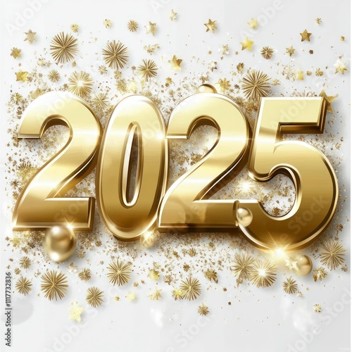 glowing "2025" in dazzling gold lettering radiates elegance and joy, capturing the festive spirit of the Happy New Year and holiday celebrations.