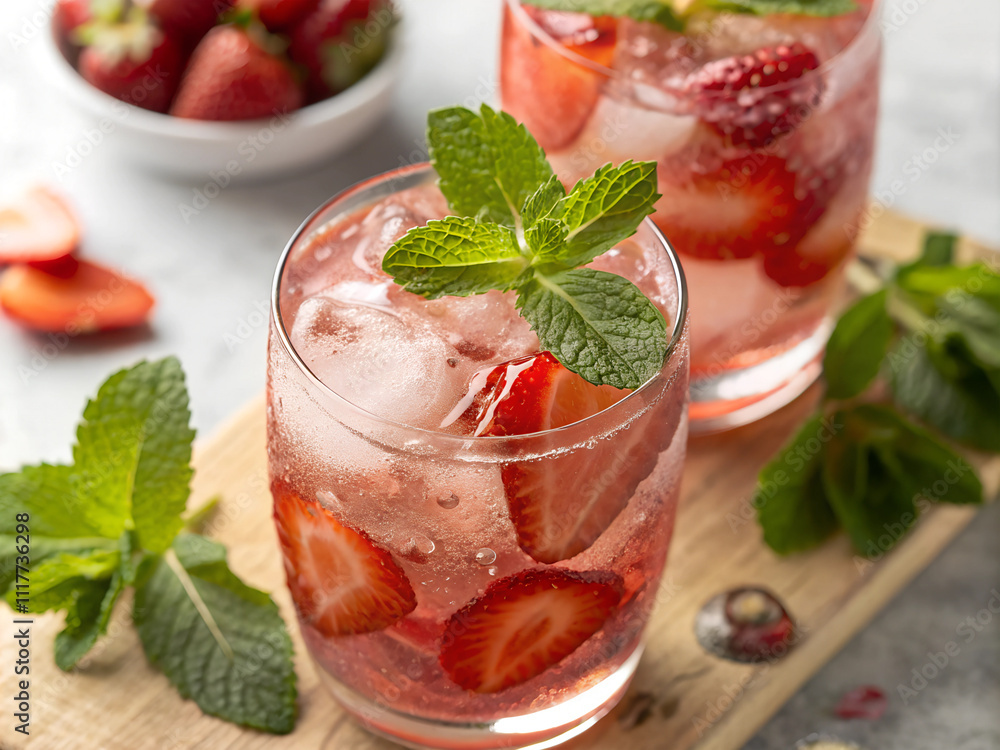 strawberry cocktail with mint strawberry cocktail with mint