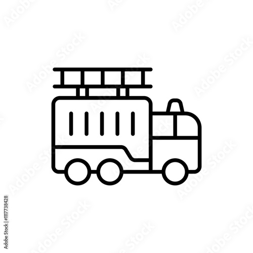 Fire truck outline icons, minimalist vector illustration ,simple transparent graphic element .Isolated on white background