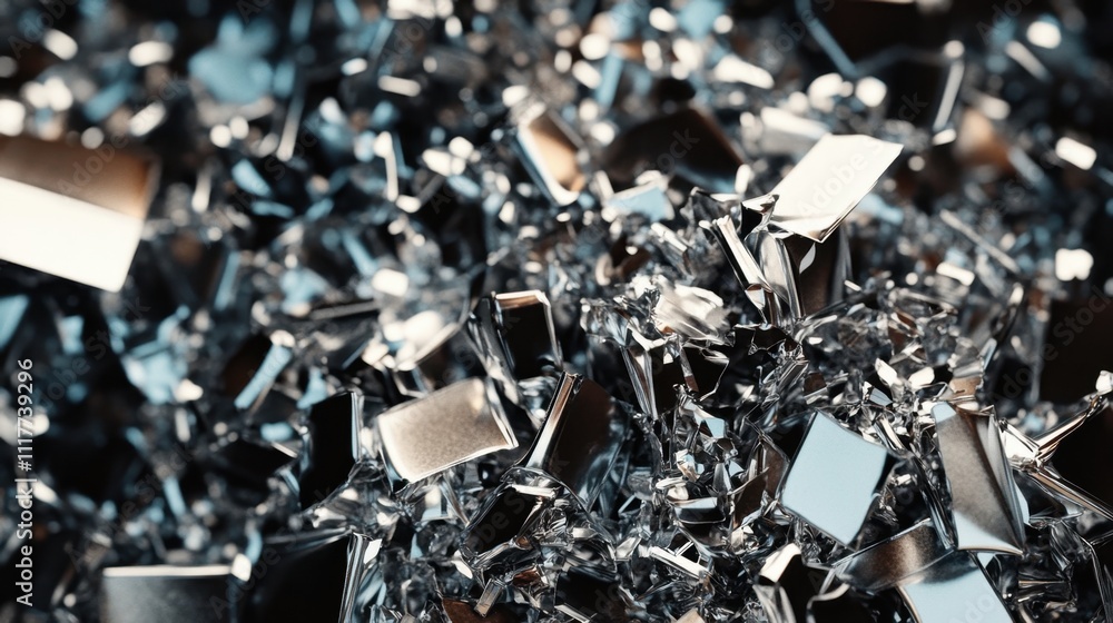 Abstract Metallic Fragmentation Close-up of shattered metal pieces. Abstract Metallic Fragmentation Close-up of shattered metal pieces.