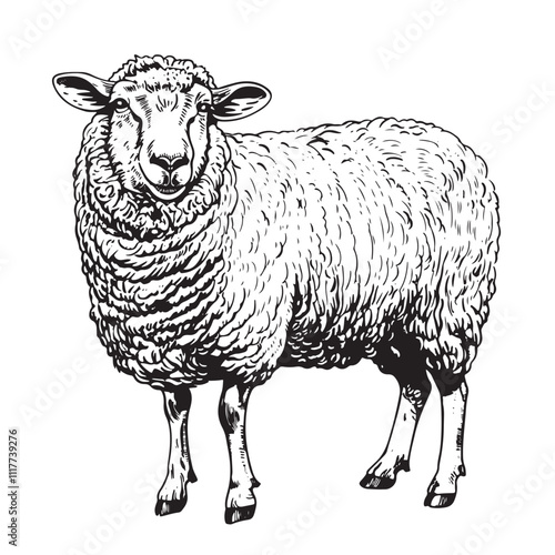 Sheep sketch hand drawn in doodle style Vector illustration