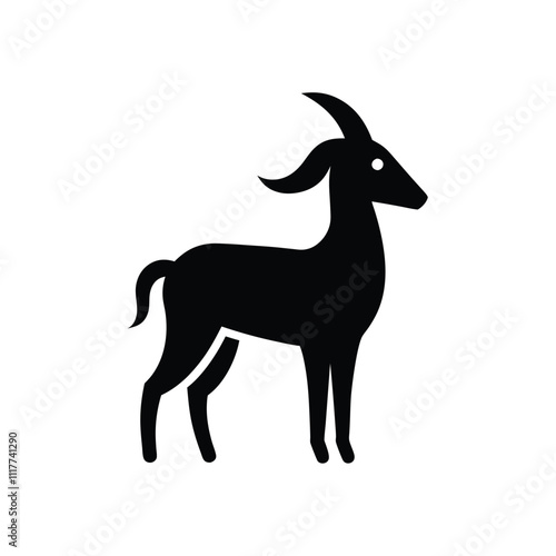 Goat line icon. Silhouette, farm animals, barn, farm.