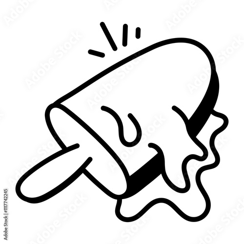 A hand drawn icon of melting ice popsicle 

