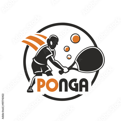  Black and Red Ping-Pong Logo With Crossed Paddles or Rackets and a Ball Over Them 