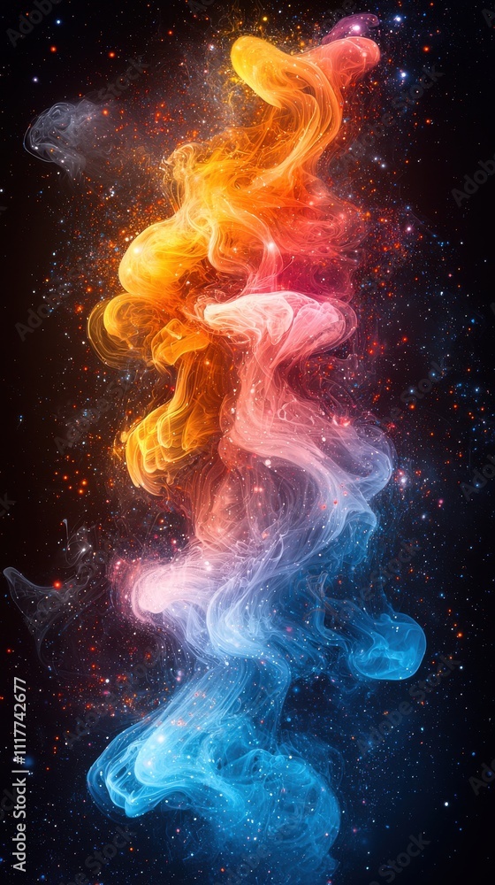 Vibrant cosmic swirl of colorful gases creating an ethereal effect in deep space Vibrant cosmic swirl of colorful gases creating an ethereal effect in deep space
