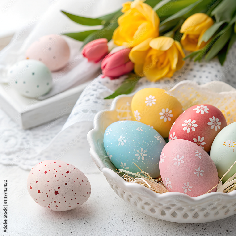 Easter eggs in a basket Easter eggs in a basket