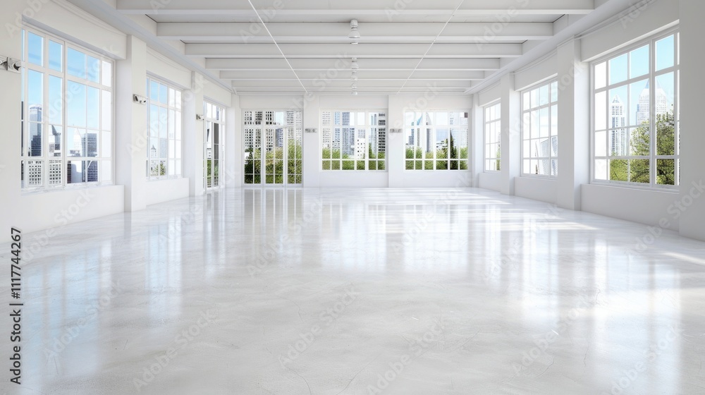 Spacious Modern Office with Large Windows and City View Spacious Modern Office with Large Windows and City View
