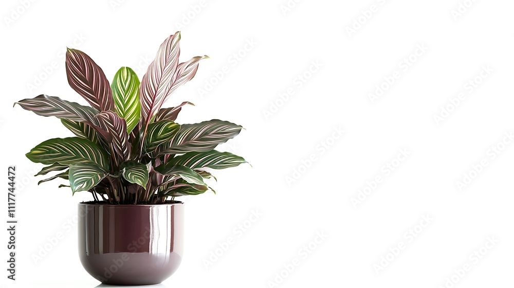 A decorative potted plant with striking leaves in a modern pot. A decorative potted plant with striking leaves in a modern pot.