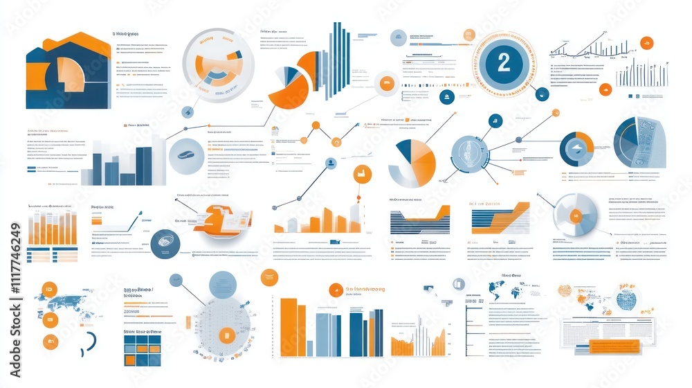 An infographic with various charts, graphs, and diagrams in a modern, minimalist design. An infographic with various charts, graphs, and diagrams in a modern, minimalist design.