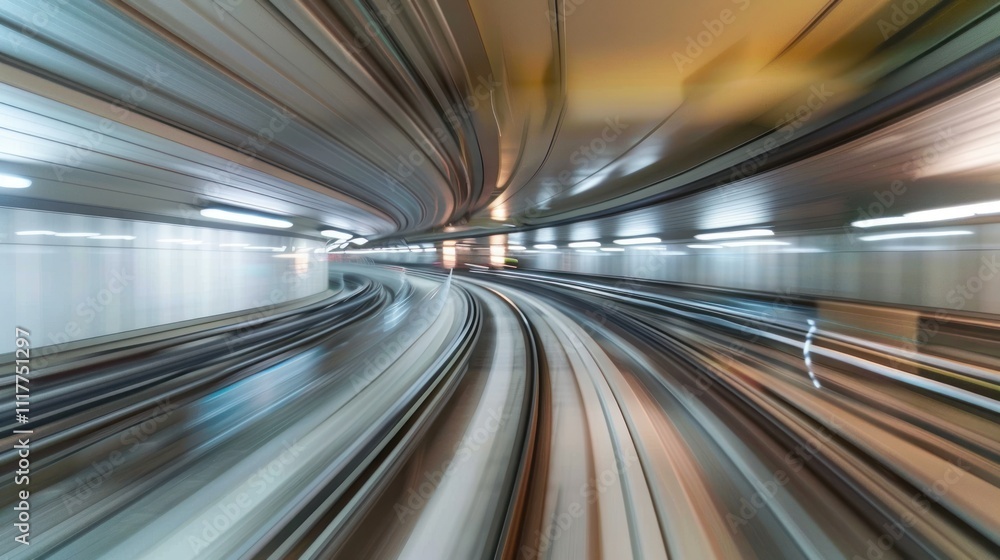 Fototapeta premium Motion Blur of a Train Entering a Tunnel
