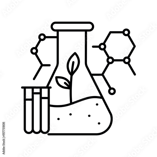 Bioremediation black line icon.